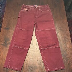 Empyre Relax fit skate denim burgundy reverse stitch size 34